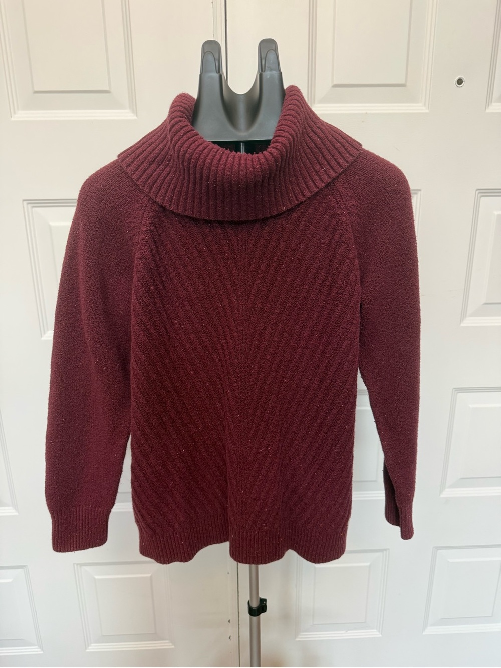 Calvin Klein Maroon Ribbed Cowl Neck Sweater